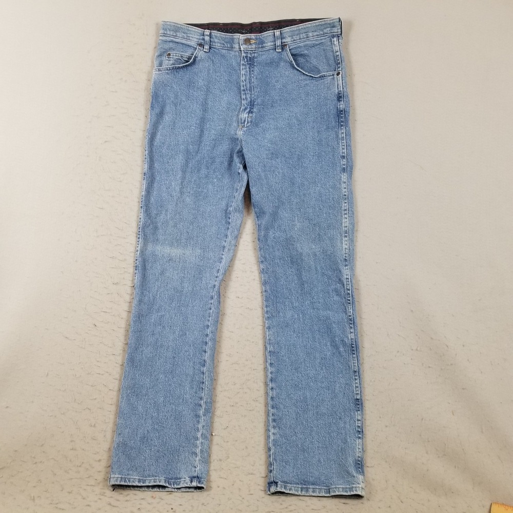 Wrangler Jeans Mens 36X34 Blue Denim Straight Comfort Waist Medium Wash